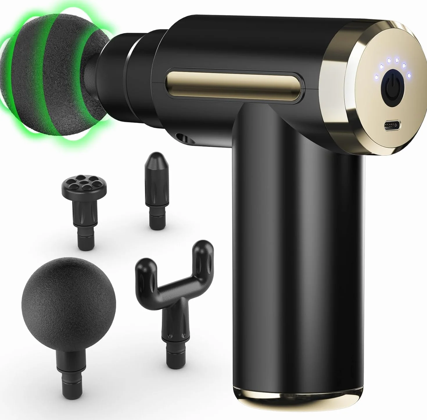 Cotsoco Mini Pistolet de Massage Musculaire, Massage Gun Anti-Douleur Sportif, Masseur à Percussion avec 4 Têtes, adapté à la Maison/Bureau/Salle de Sport, Idéal comme Cadeau pour Femmes et Hommes