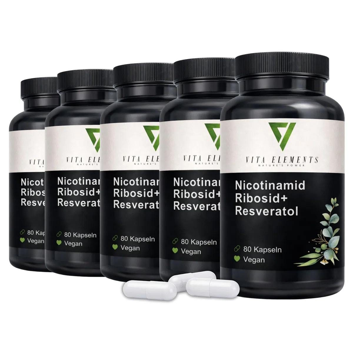 Vita Elements Complexe NAD+ - 80 gélules - Nicotinamide Riboside - Lot de 5