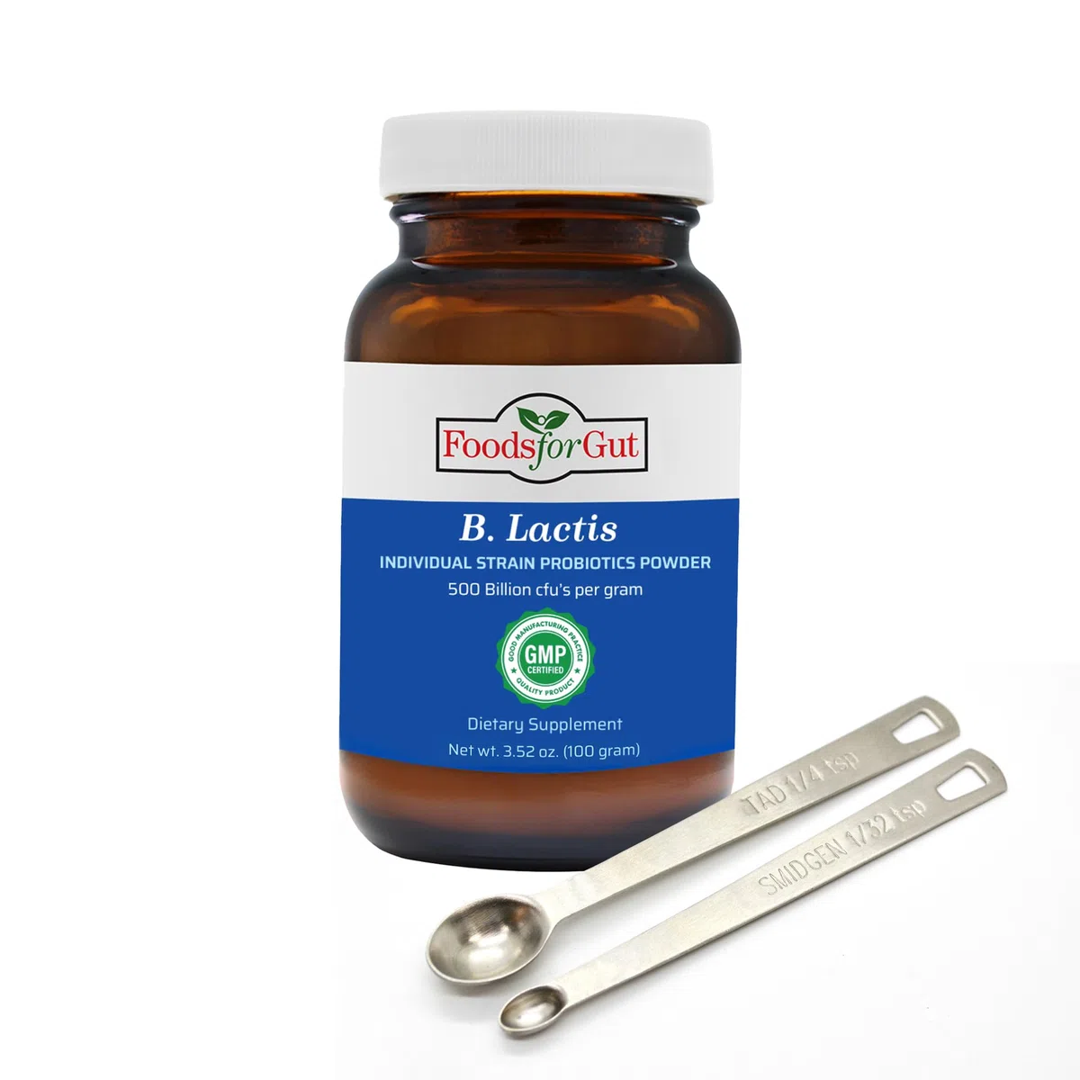 Foods For Gut Bifidobacterium Lactis Probiotic Powder 500 Billion cfu's | Made in USA | No Additives | Digestive & Immune Support | High Potency | B. Lactis | (100 Grams)