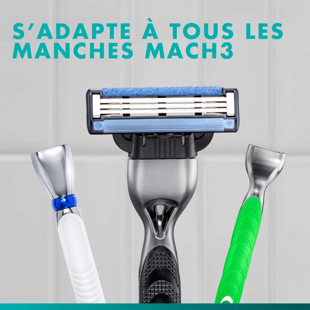 Gillette Rasoir Homme Mach 3, avec 6 Recharges, Noir – Manche Réutilisable, Cartouche à 3 Lames en Acier Inoxydable, Bande Lubrifiante, 1 Recharge Jusqu’à 15 Rasages