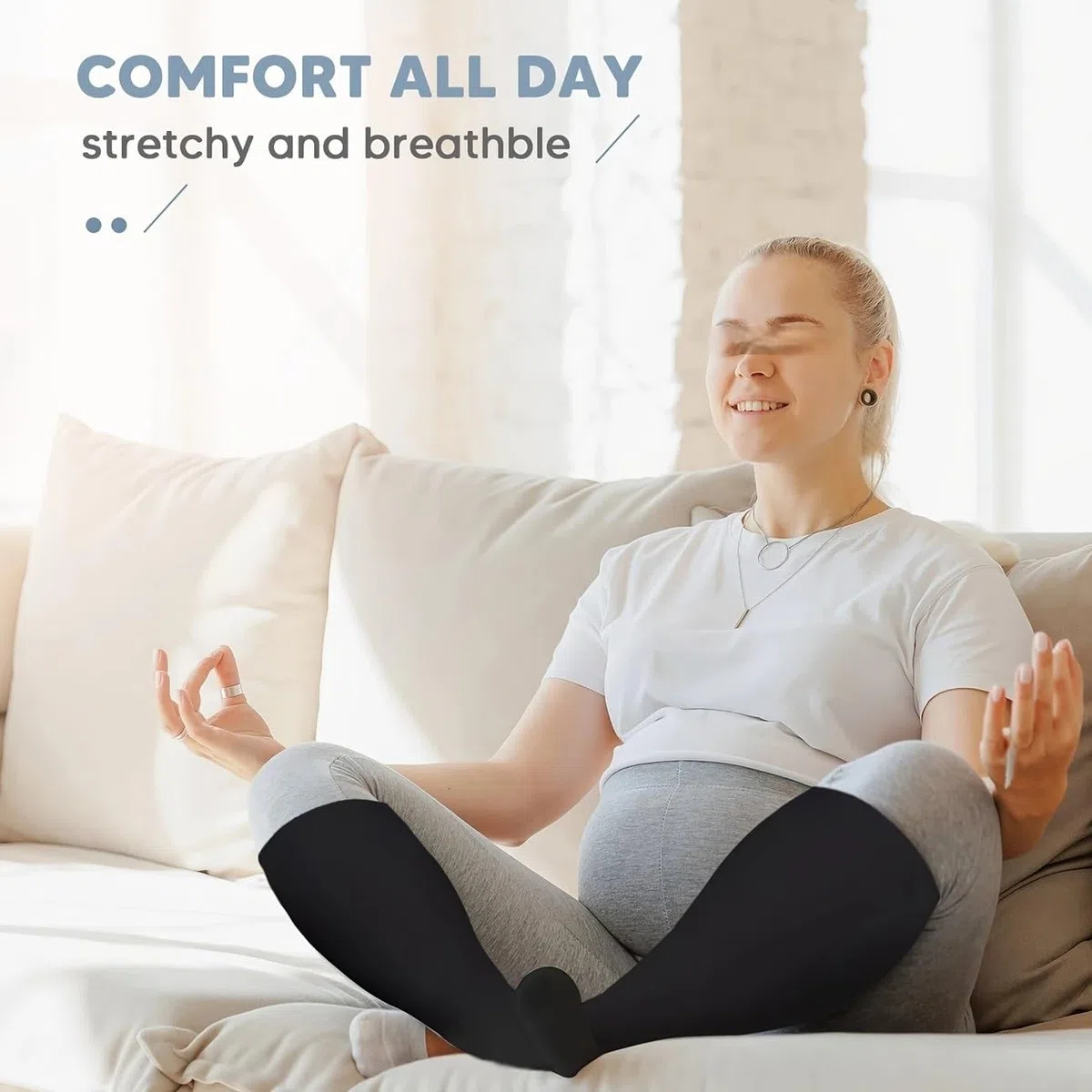 Les Bas de Hallo Chaussettes pour diabétiques Ultra-Confortable Non Contraignante des Bas de Compression Haute pour Mollets