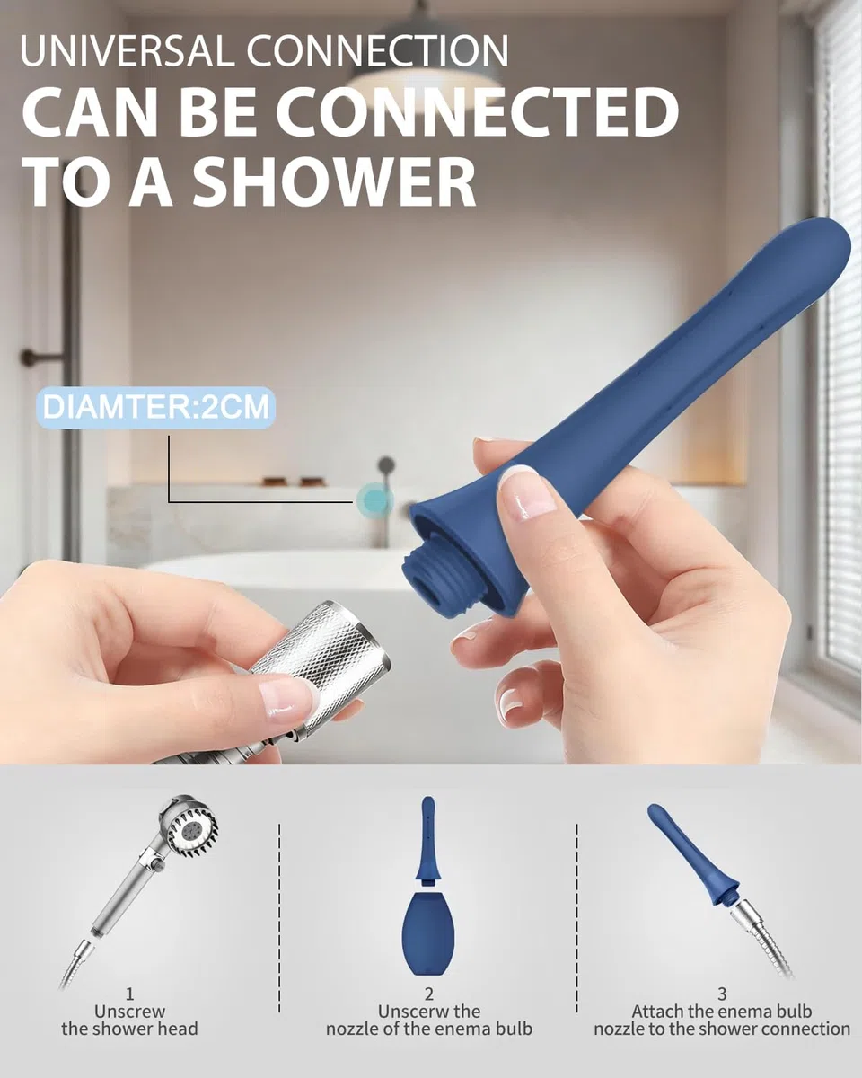 Douche anale Lavement Nettoyage intestinal Femme Monsieur - Douche anale 245 ml Irrigateur Intestinal Anti-retour et filtre Enema Peut être connecté à un tuyau de douche (Bleu Foncé)