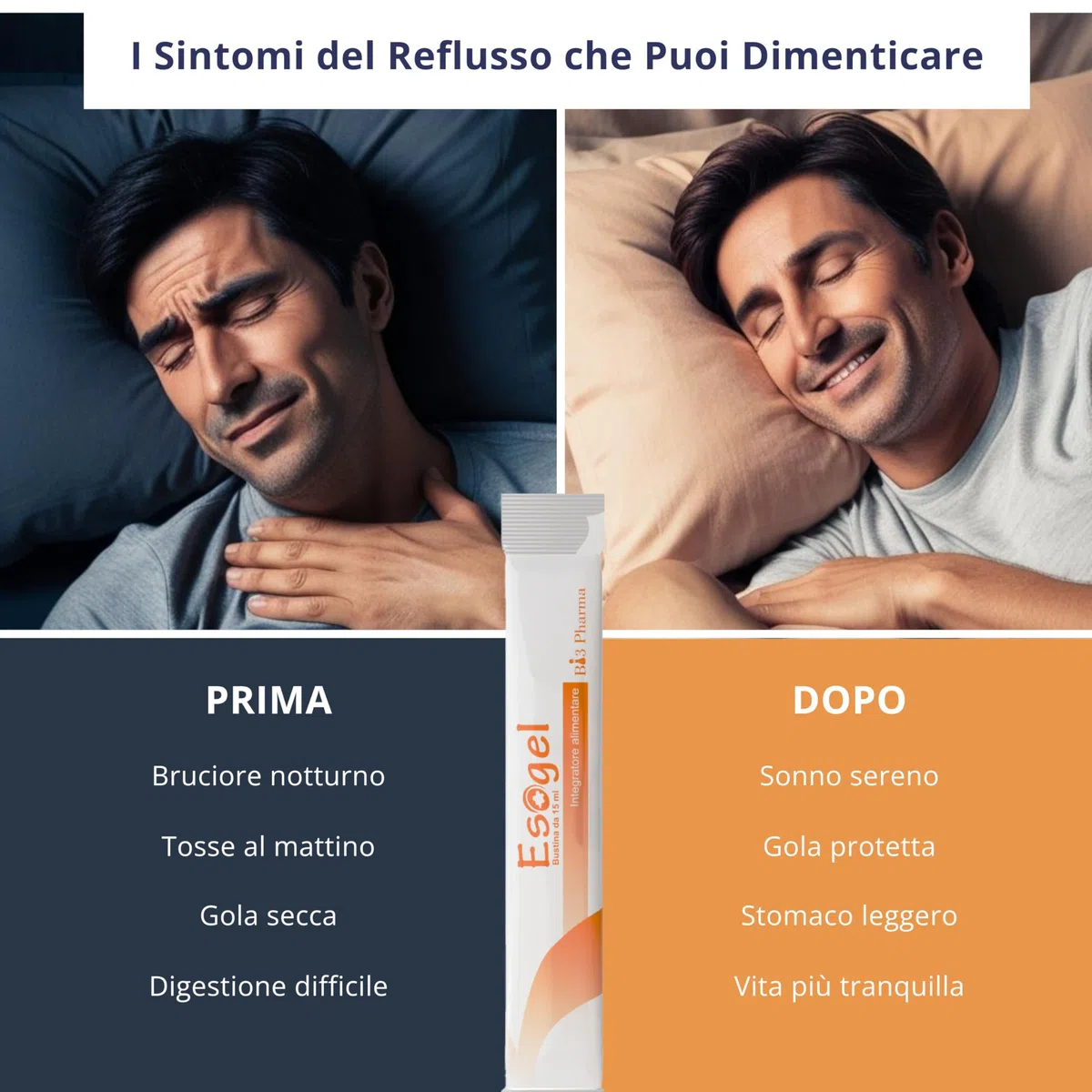 Esogel Intégrateur alimentaire avec Aloe Vera pour brûleur de Stockholm et reflux gastro-œsophagien - 20 sachets
