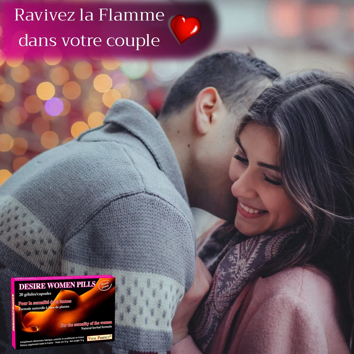 Aphrodisiaque féminin naturel|Desire Women pills en 10 Gélules|Stimulant sexuel pour femme fabriqué en France|augmente désir, plaisir, énergie|Booster libido|Complément alimentaire|sexualité couple
