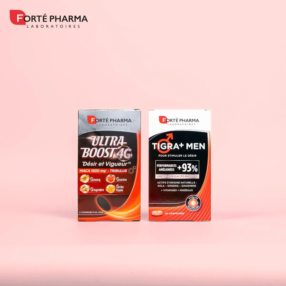 Forté Pharma - Tigra+ Men - Stimule le Désir & Booste les Performances - Complément Alimentaire Tonifiant sexuel, Booster libido - Gingembre, Ginseng, Vitamine E, Chrome, Zinc - 28 comprimés, 2/jour