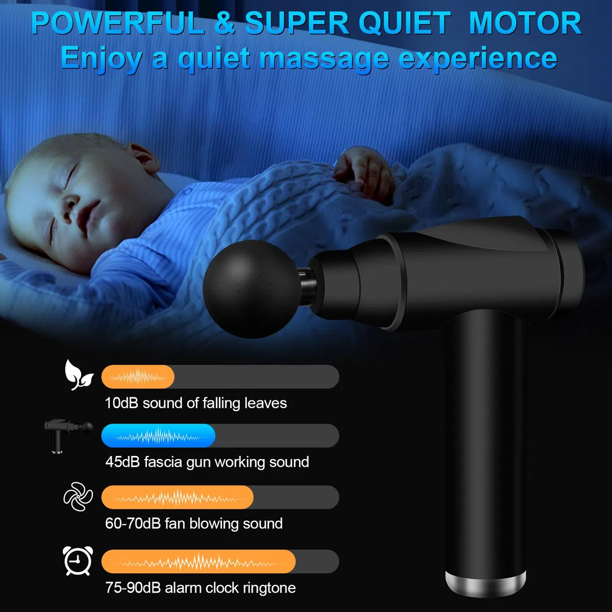 Pistolet de Massage Musculaire, Mini Massage Gun avec 32 Niveaux Réglables 3500 RPM et 6 Têtes de et l'Écran LCD, Léger et Portable, pour Soulager Douleurs et Raideurs Musculaires
