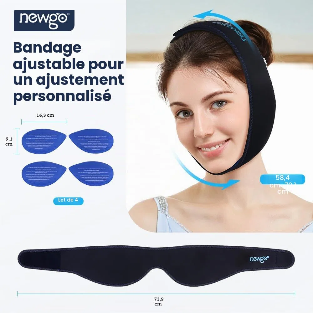 NEWGO Poche de glace pour mâchoire, Poche de glace dent de sagesse, Sac de Gel Glace Compresses chaud et froid réutilisables pour Mâchoire Visage Tête et Menton, TMJ, dents de sagesse, 4 Poches de Gel