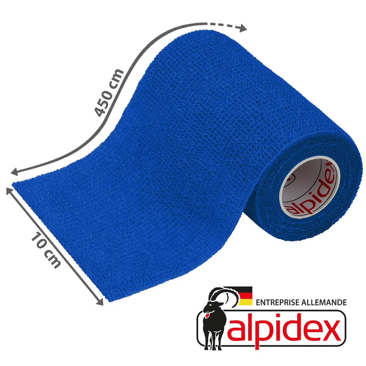 ALPIDEX 12 Rouleaux Bande Cohésive 10 cm x 4,5 m Bandage Autoadhésif Plusieurs Couleurs Bande Auto Adhésif Strap Doigt Cheville Genou Médical Pansements Vet Wrap Chien Cheval Chat, Couleur:bleu