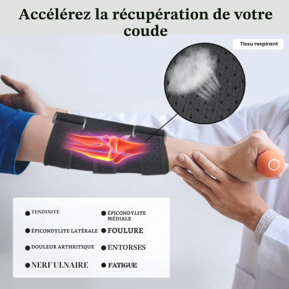 Attelle Coude Réglable, coudiere epicondylite,attelle coude tendinite,Coudiere Syndrome Tunnel Cubital Réglable Coudiere pour Femme & Homme, Orthèse du Coude Noir