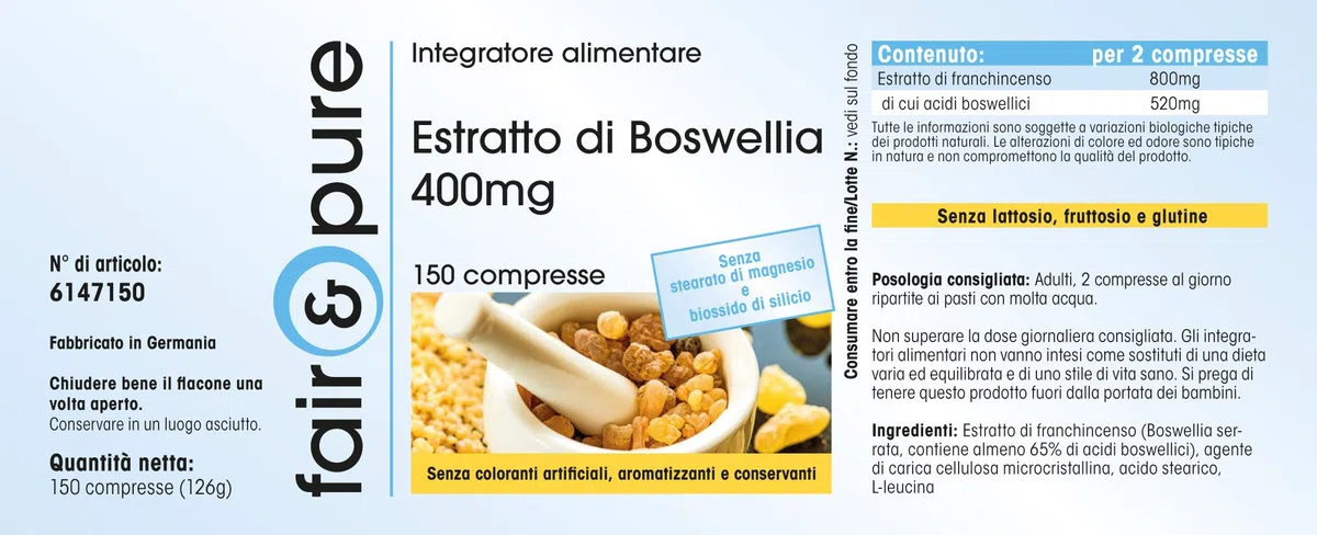 Fair & Pure® - Extrait de Boswellia 400mg 150 comprimés