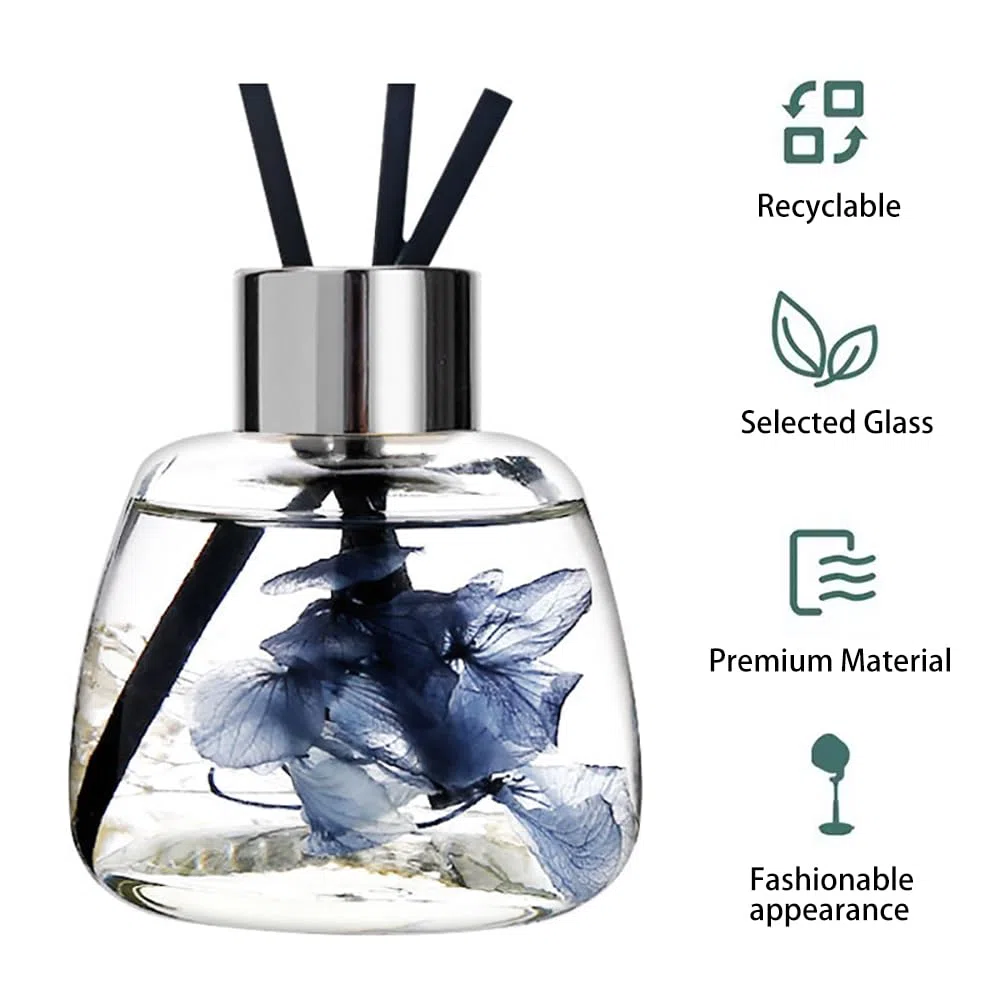 Kaxich Lot de 4 Diffuseur en verre avec 100 Diffuseur Batonnets, 100ML Diffuser Jars, Flacons Diffuseurs Vides en Verre pour Chambre à coucher, Salle de bains, Bureau, Cadeaux pour filles et femmes