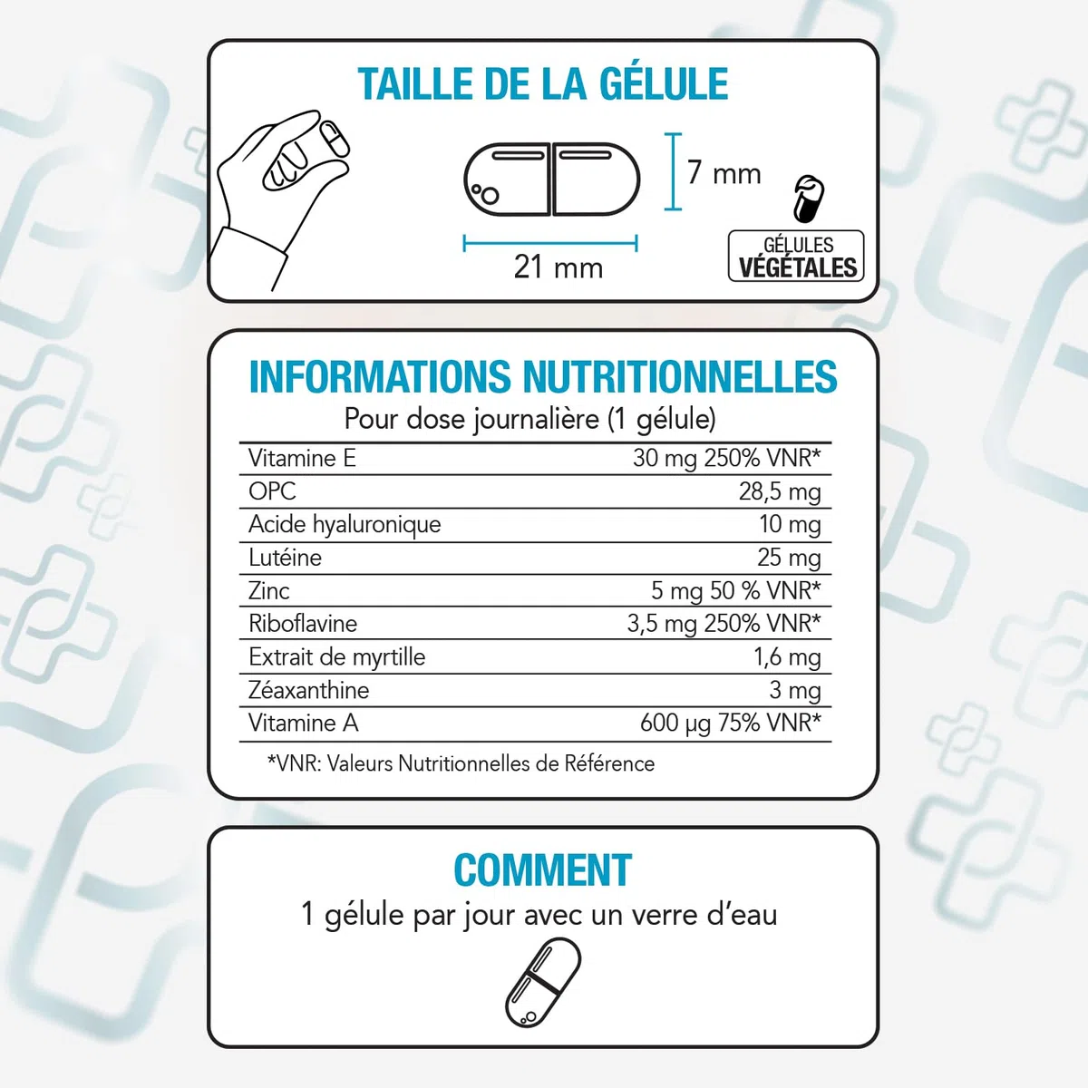 Luteine Zeaxanthine PiùLife - 180 Gélules | 1 par jour, Avec OPC de Pin Maritime, Acide Hyaluronique, Vitamine Pour Les Yeux A, E, B2 et Zinc, Sans Gluten, Sans Lactose