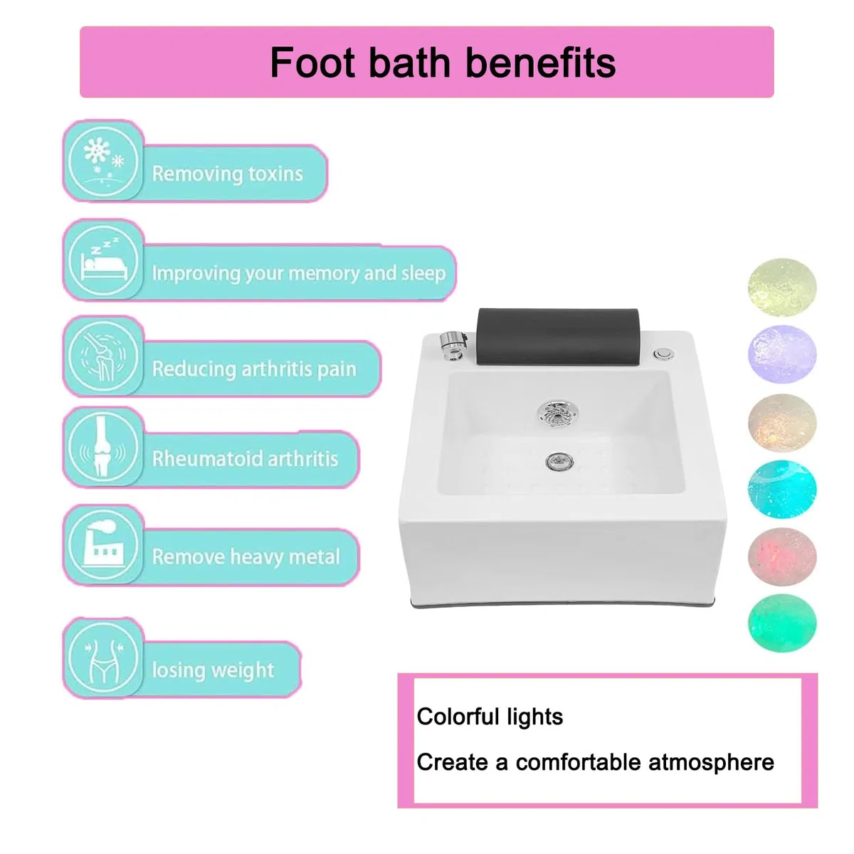 Spa pour les pieds en acrylique avec contrôle automatique de la température et massage à bulles pour la relaxation et la thérapie de médecine traditionnelle
