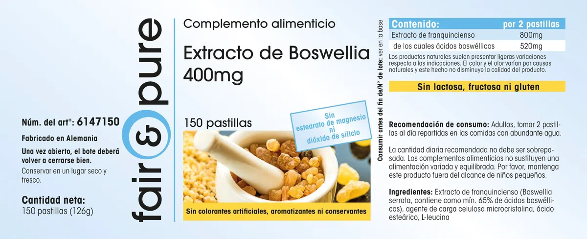 Fair & Pure® - Extrait de Boswellia 400mg 150 comprimés