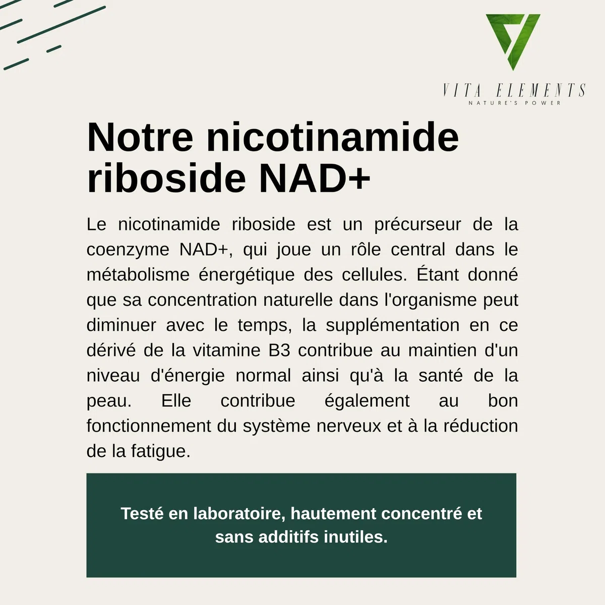 Vita Elements Complexe NAD+ - 80 gélules - Nicotinamide Riboside - Lot de 5
