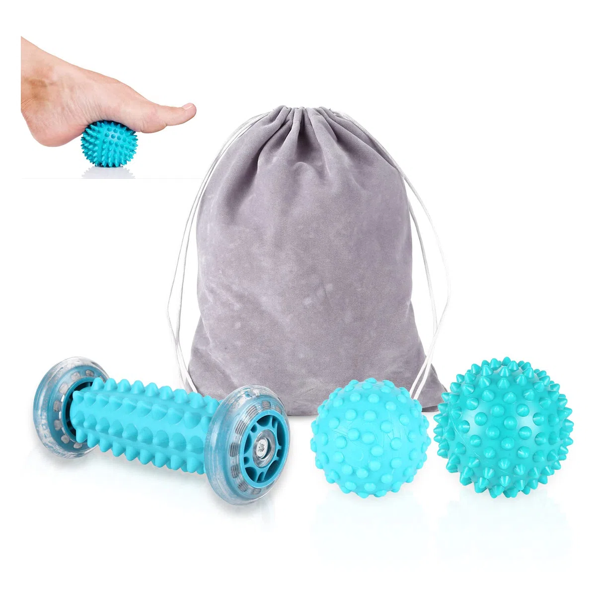 3 PCS Balle de Massage pour les Pieds Hérisson, Rouleau Massage Pied, Reflexologie Balle, Masseur pour Soulager la Fasciite Plantaire pour la Relaxation et soulager les douleurs musculaires
