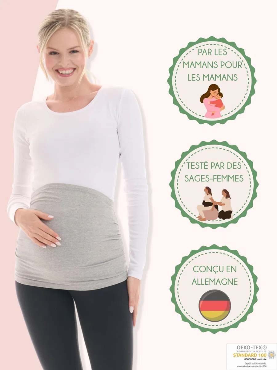 Herzmutter Bandes de Ventre de maternité - Bandeau de Grossesse - Lot de 2 Bandes Abdominales - Ceinture de Grossesse - Bandeau pour Femmes Enceintes - Extension de T-Shirt - 6000