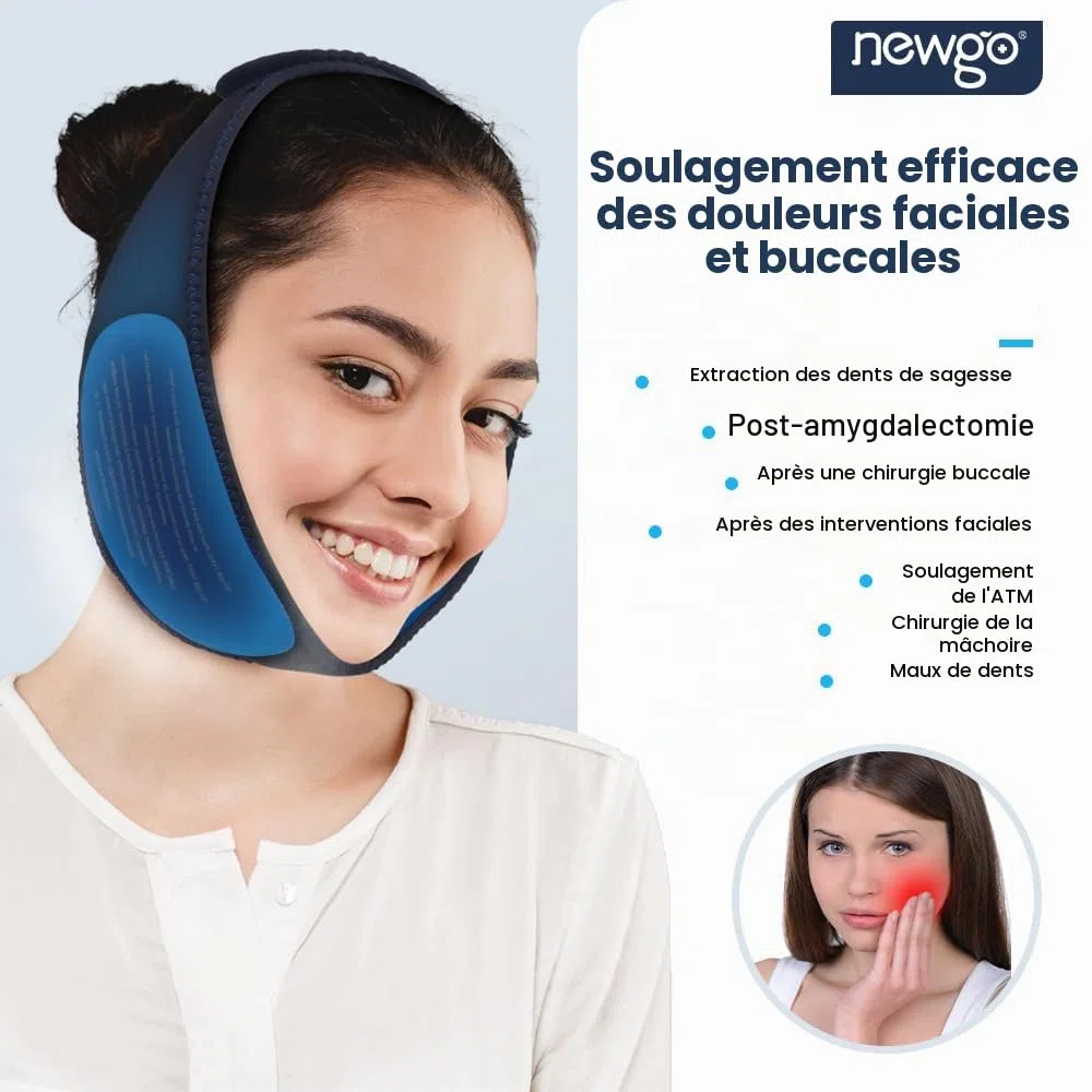 NEWGO Poche de glace pour mâchoire, Poche de glace dent de sagesse, Sac de Gel Glace Compresses chaud et froid réutilisables pour Mâchoire Visage Tête et Menton, TMJ, dents de sagesse, 4 Poches de Gel