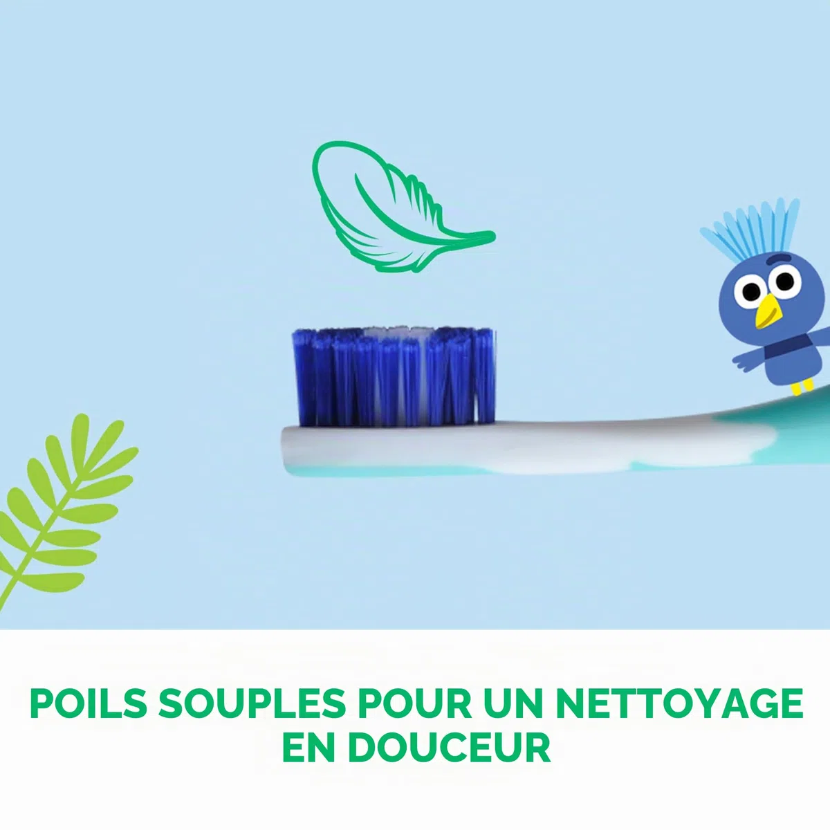 GUM Brosse à dents junior | pour enfants de 6 à 9 ans | tête rembourrée | poils doux | poignée antidérapante | ventouse | 1 pièce | 4 x 1 pièce (avec 1 échantillon bonus)