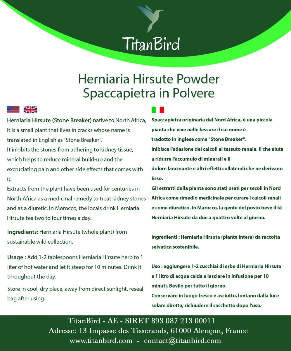 Herniaria Hirsute (Casseur De Calculs) - Nettoyage Des Reins Et Vessie Empêche Les Calculs Se Former Élimine Origine : Montagne L’Atlas Au Maroc , 200g