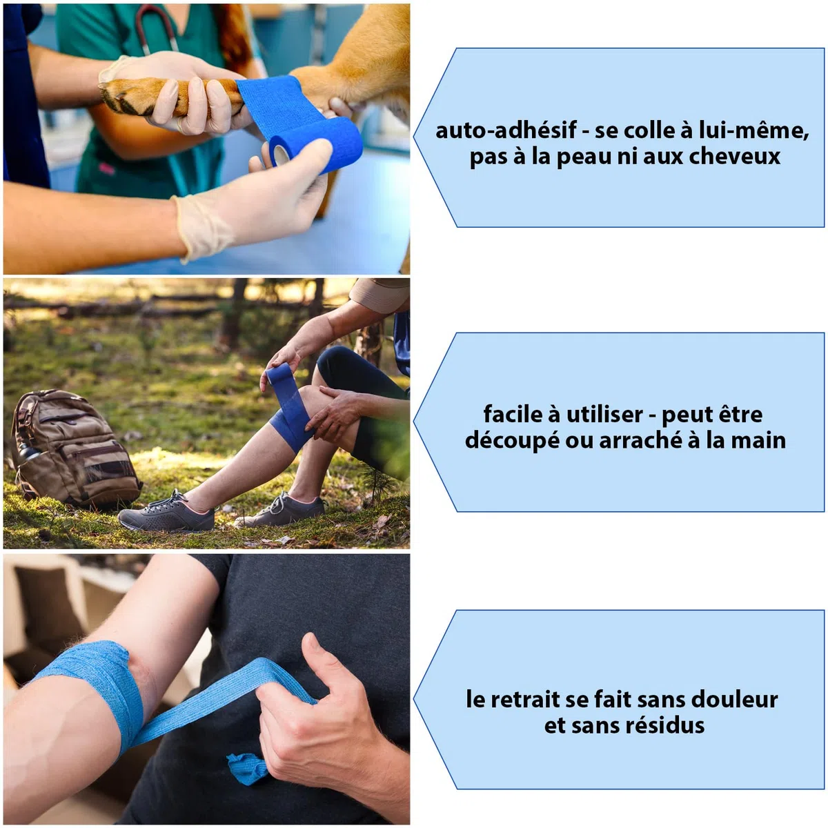 ALPIDEX 12 Rouleaux Bande Cohésive 10 cm x 4,5 m Bandage Autoadhésif Plusieurs Couleurs Bande Auto Adhésif Strap Doigt Cheville Genou Médical Pansements Vet Wrap Chien Cheval Chat, Couleur:bleu