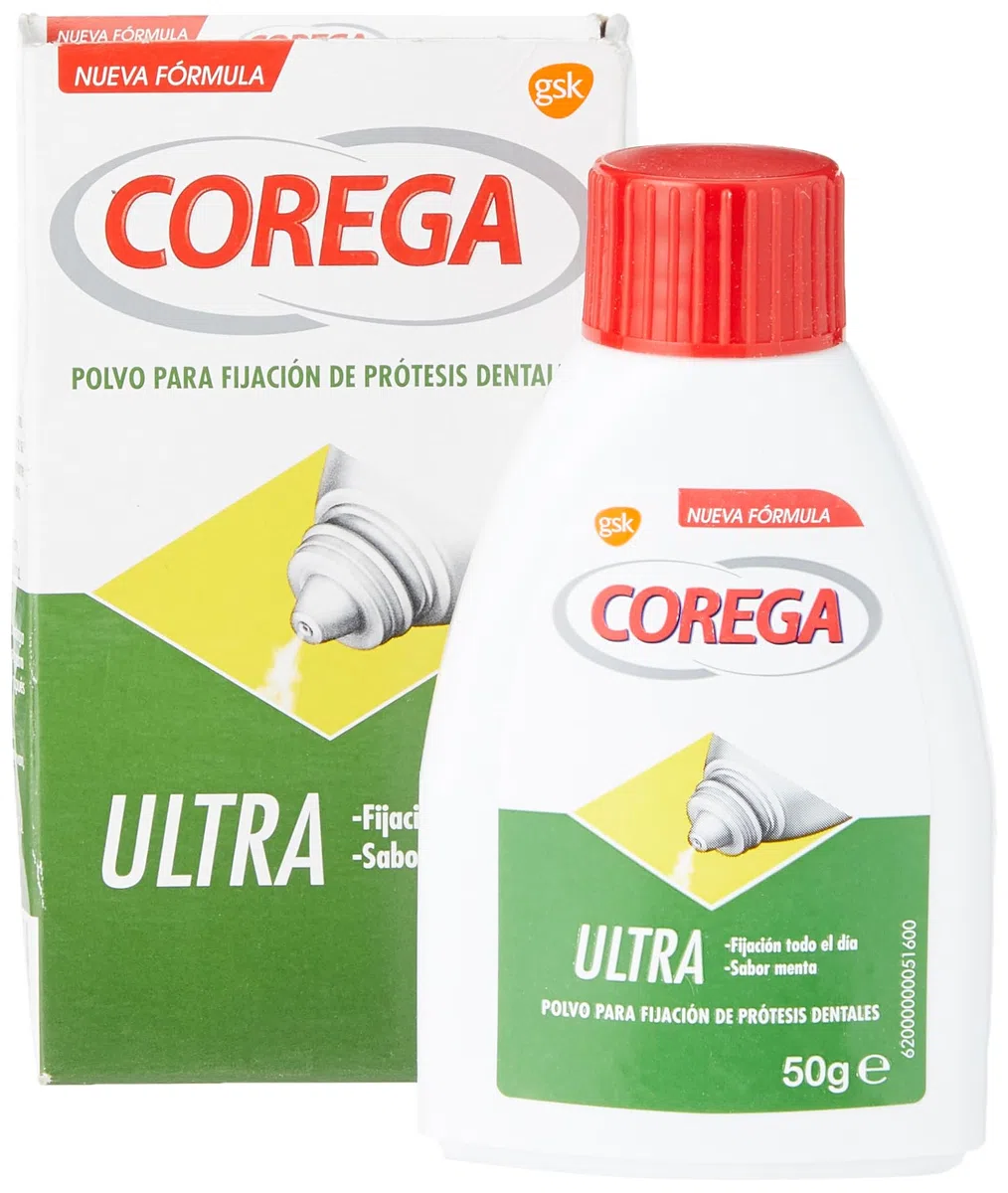 Corega Ultra, PowderToDenture Fixation, Mint Flavor, All Day Hold, 50 g