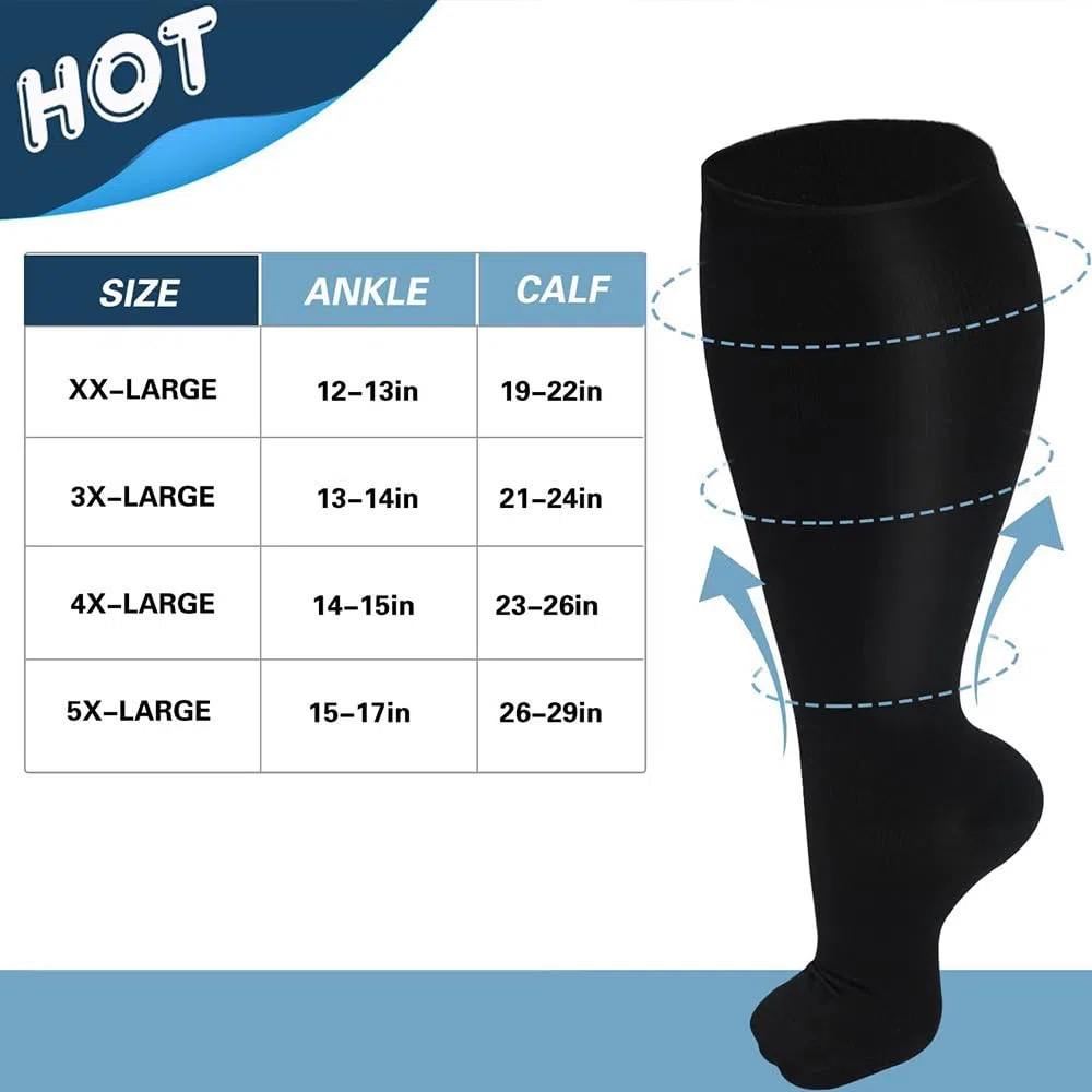 Les Bas de Hallo Chaussettes pour diabétiques Ultra-Confortable Non Contraignante des Bas de Compression Haute pour Mollets