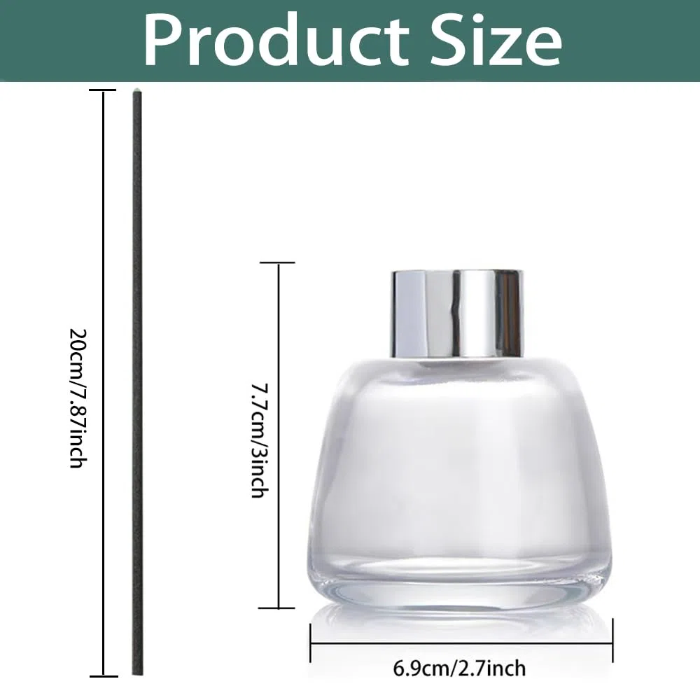 Kaxich Lot de 4 Diffuseur en verre avec 100 Diffuseur Batonnets, 100ML Diffuser Jars, Flacons Diffuseurs Vides en Verre pour Chambre à coucher, Salle de bains, Bureau, Cadeaux pour filles et femmes