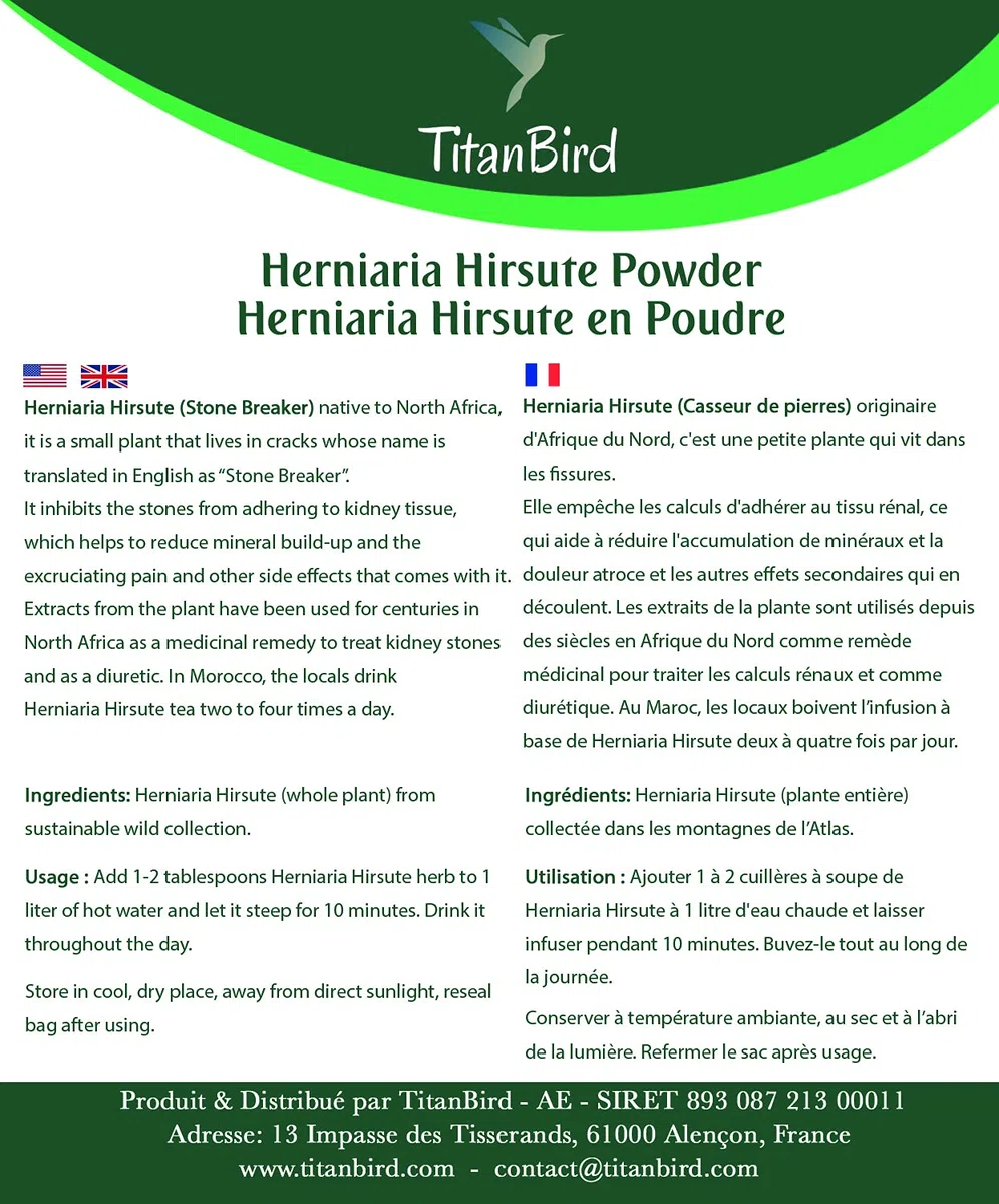 Herniaria Hirsute (Casseur De Calculs) - Nettoyage Des Reins Et Vessie Empêche Les Calculs Se Former Élimine Origine : Montagne L’Atlas Au Maroc , 200g