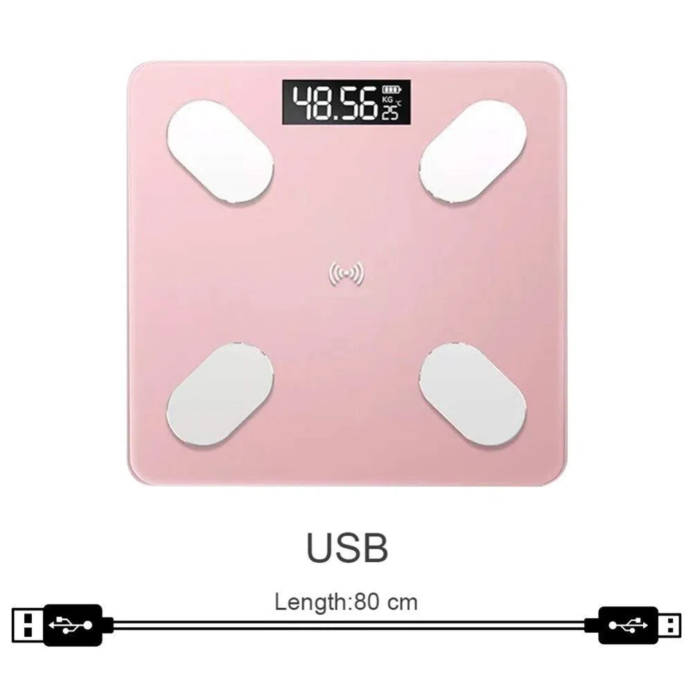 Balance de Poids Intelligente Outils de Soins de santé Pèse-Personne à Affichage numérique électrique Bluetooth pour la Famille Durable (Couleur : Rose (USB)) (Rose (Pas de Batterie))