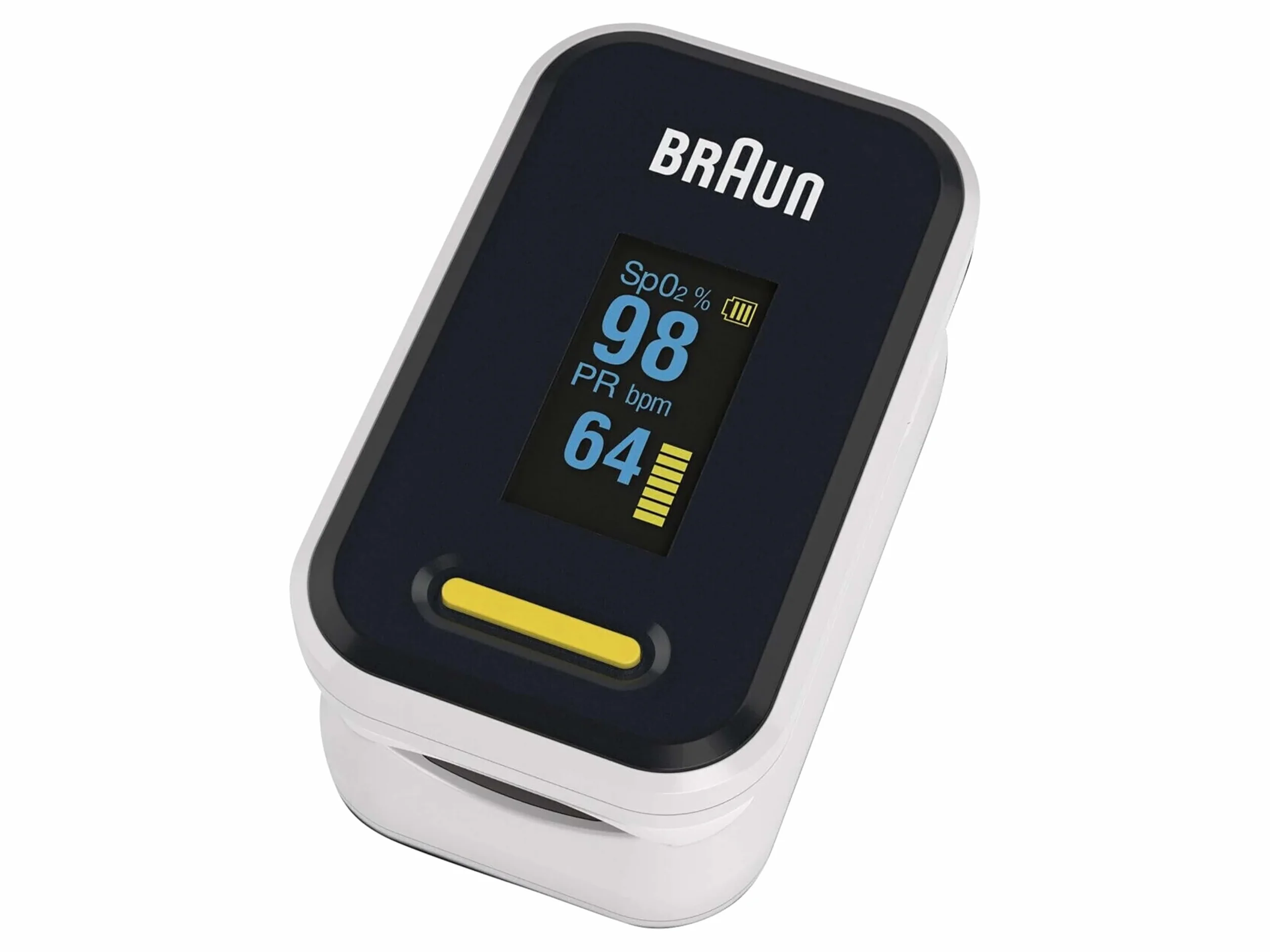Braun Oxymètre de pouls 1 | Moniteur précis d’oxygène sanguin au doigt | Utilisation simple pour usage domestique | BPCO, pneumonie ou apnée du sommeil | Idéal pour les athlètes| YK-81CEU