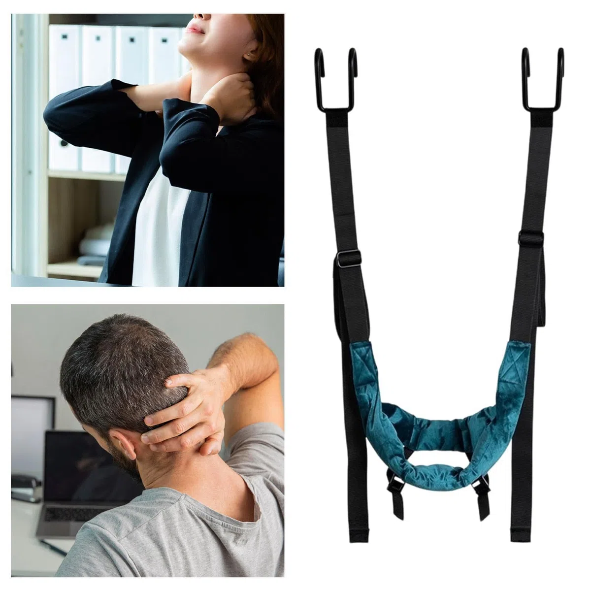 Dispositif de Traction Cervicale, Hamac D'étirement Du Cou, Respirant, Confortable, Facile à Installer, Sangle de Suspension Portable pour Femmes, Sans Poignée