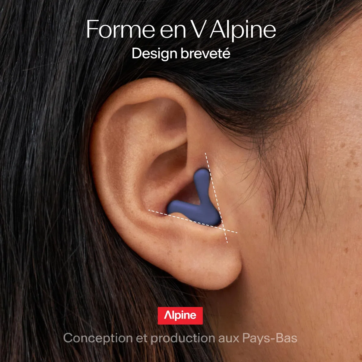 Alpine Silence Bouchons d'Oreilles pour Dormir, Voyager & Se Concentrer - Confortables, Réutilisables - V-forme ajustée & Embouts Ovales Doux – XS/S/M/L – Réduction de Bruit Optimale - Bleu Foncé