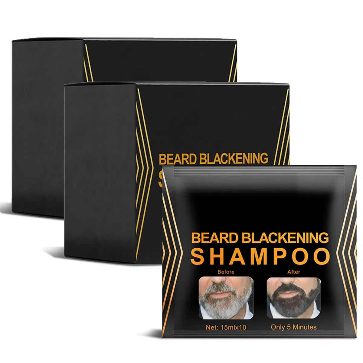 Beard Dye,Shampoing à barbe noircissant naturel pour hommes, shampoing à barbe,Darkening Beard Shampoo,lavage naturel de la barbe, teinture pour barbe,shampoing colorant pour barbe noire (20pc, 15ml)