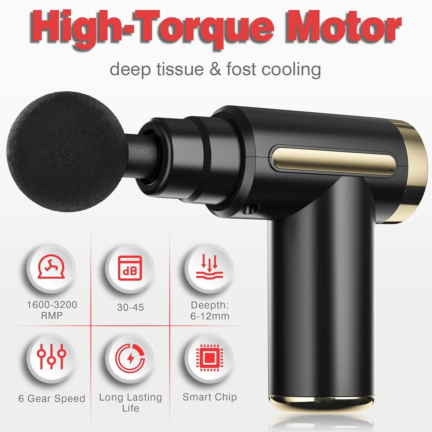 Cotsoco Mini Pistolet de Massage Musculaire, Massage Gun Anti-Douleur Sportif, Masseur à Percussion avec 4 Têtes, adapté à la Maison/Bureau/Salle de Sport, Idéal comme Cadeau pour Femmes et Hommes