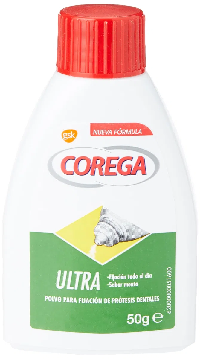 Corega Ultra, PowderToDenture Fixation, Mint Flavor, All Day Hold, 50 g