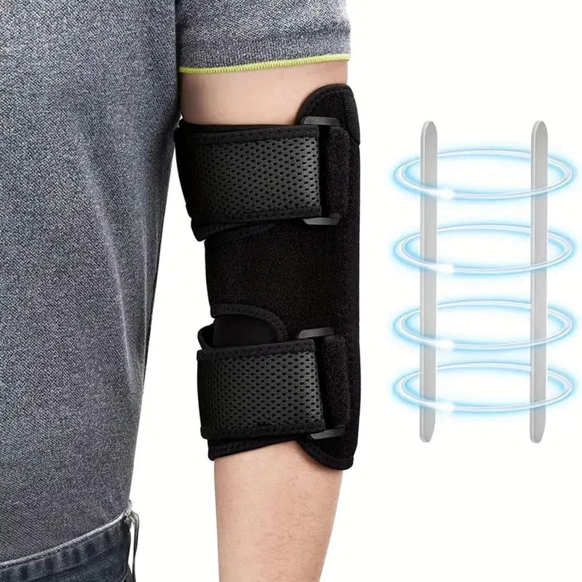 Attelle Coude Réglable, coudiere epicondylite,attelle coude tendinite,Coudiere Syndrome Tunnel Cubital Réglable Coudiere pour Femme & Homme, Orthèse du Coude Noir