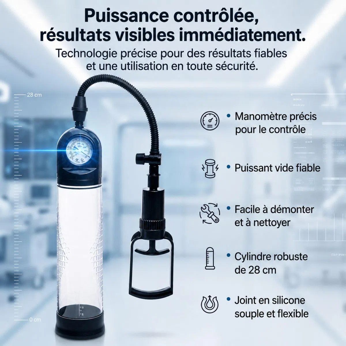 MR. MEMBR Pompe à Pénis avec Manomètre - Agrandir son Pénis - Pompes à Pénis pour Agrandisseur de Pénis - Vacuum Pompe à Pénis XXL - Extenseur De Pénis Masculin - Pompe à Vide Penien