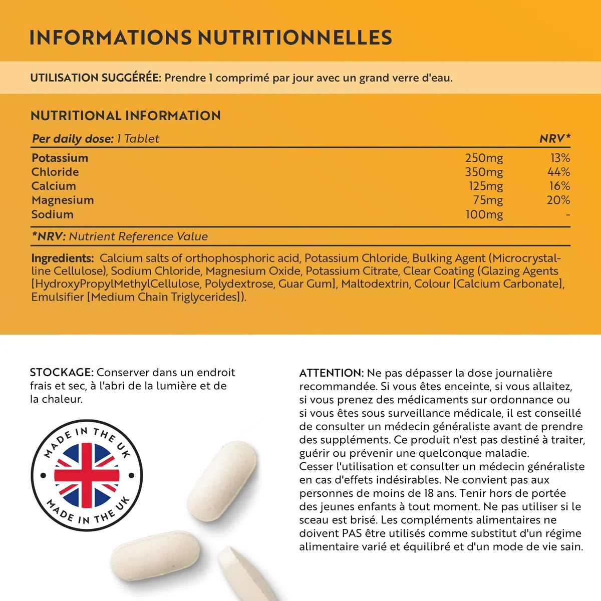 Electrolyte Complex 900mg, 400 Comprimés (1+ An) avec Magnesium Calcium Potassium Complément Alimentaire - Fonction Musculaire (EFSA) Electrolytes Hydratation sans Sucre - Nutravita