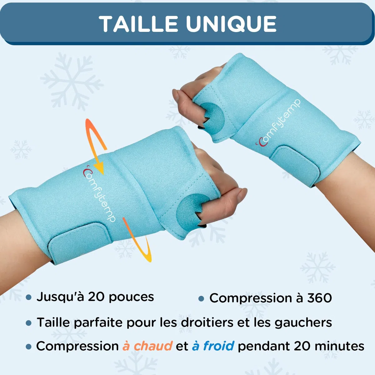 Comfytemp 2 Unité Packs de Glace pour Poignet, Poche de Gel pour Main Réutilisable pour Soulagement de la Douleur du Canal Carpien, Tendinite, d'Achille, Arthrite, Gonflement, Contusions, et Entorses