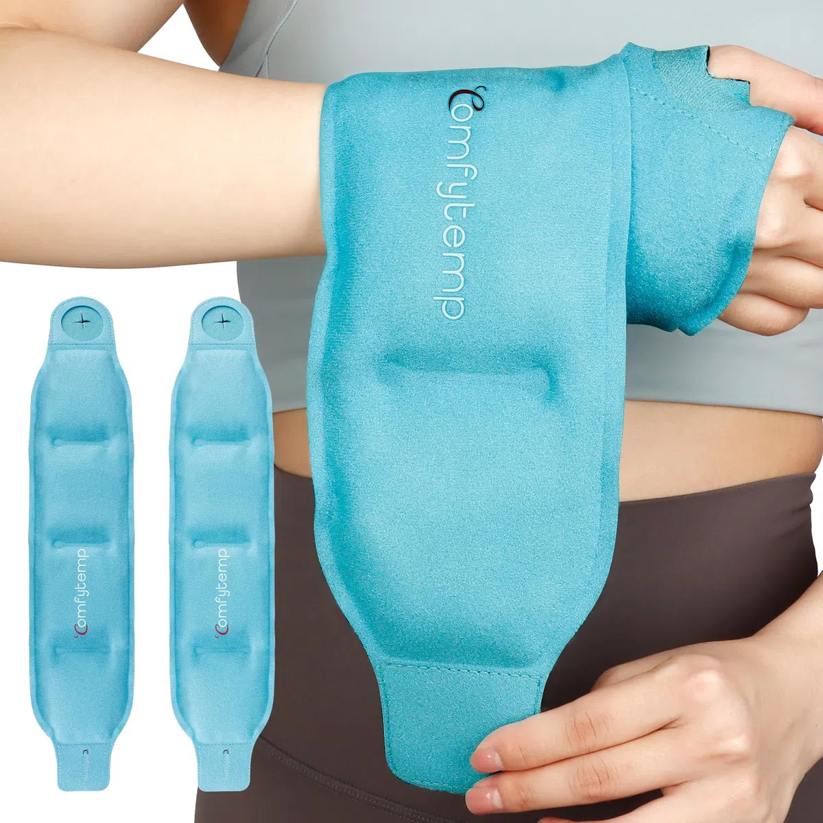 Comfytemp 2 Unité Packs de Glace pour Poignet, Poche de Gel pour Main Réutilisable pour Soulagement de la Douleur du Canal Carpien, Tendinite, d'Achille, Arthrite, Gonflement, Contusions, et Entorses