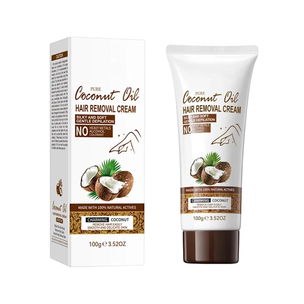 Crème Dépilatoire Femme Intime et Homme 100g, Creme Epilatoire Douce à l'Huile de Coco, Épilation Rapide Sans Douleur pour Maillot et Corps，1 Pcs