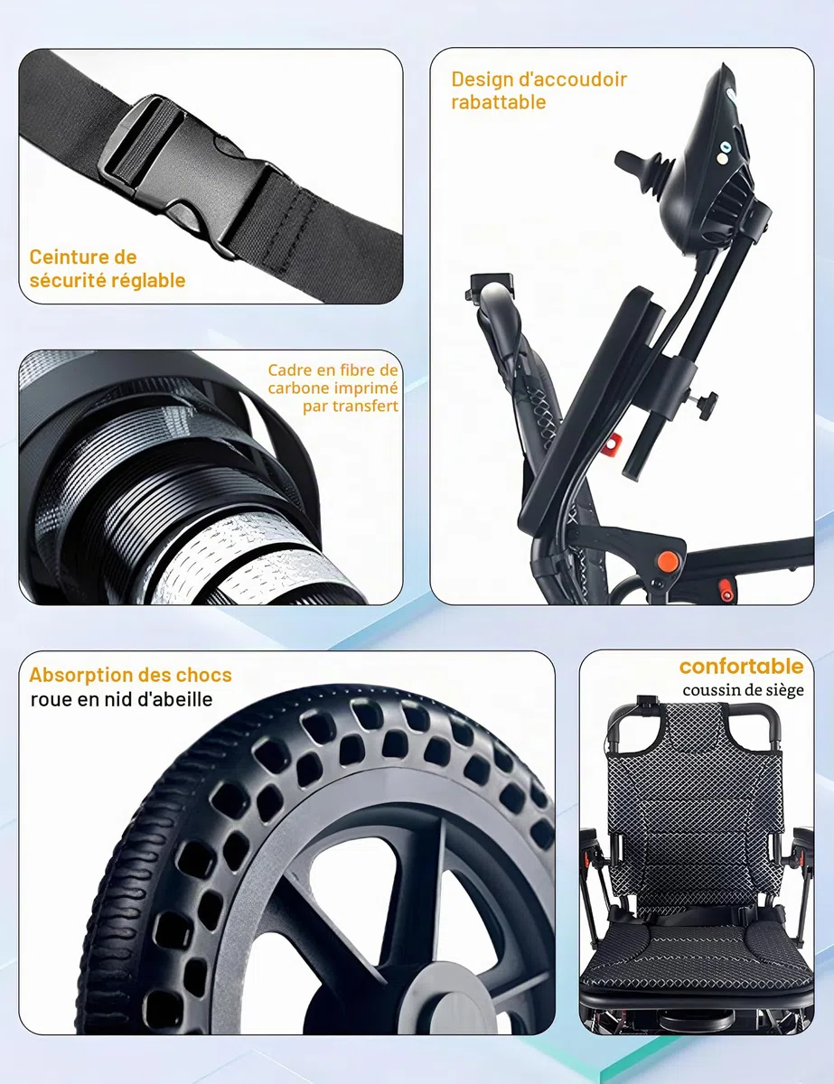 Fauteuil roulant électrique léger, seulement 21,5 kg, fauteuil roulant électrique pliable pour adultes, double moteurs, pliage intelligent, scooters motorisés pour personnes âgées, tout terrain