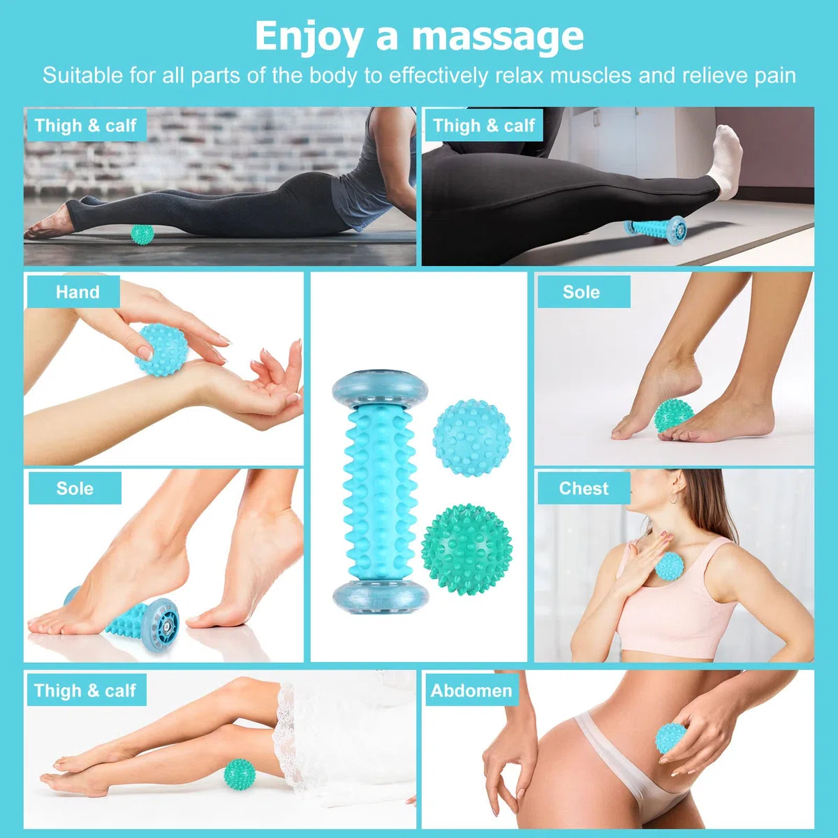 3 PCS Balle de Massage pour les Pieds Hérisson, Rouleau Massage Pied, Reflexologie Balle, Masseur pour Soulager la Fasciite Plantaire pour la Relaxation et soulager les douleurs musculaires