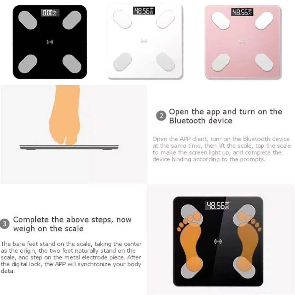 Balance de Poids Intelligente Outils de Soins de santé Pèse-Personne à Affichage numérique électrique Bluetooth pour la Famille Durable (Couleur : Rose (USB)) (Rose (Pas de Batterie))