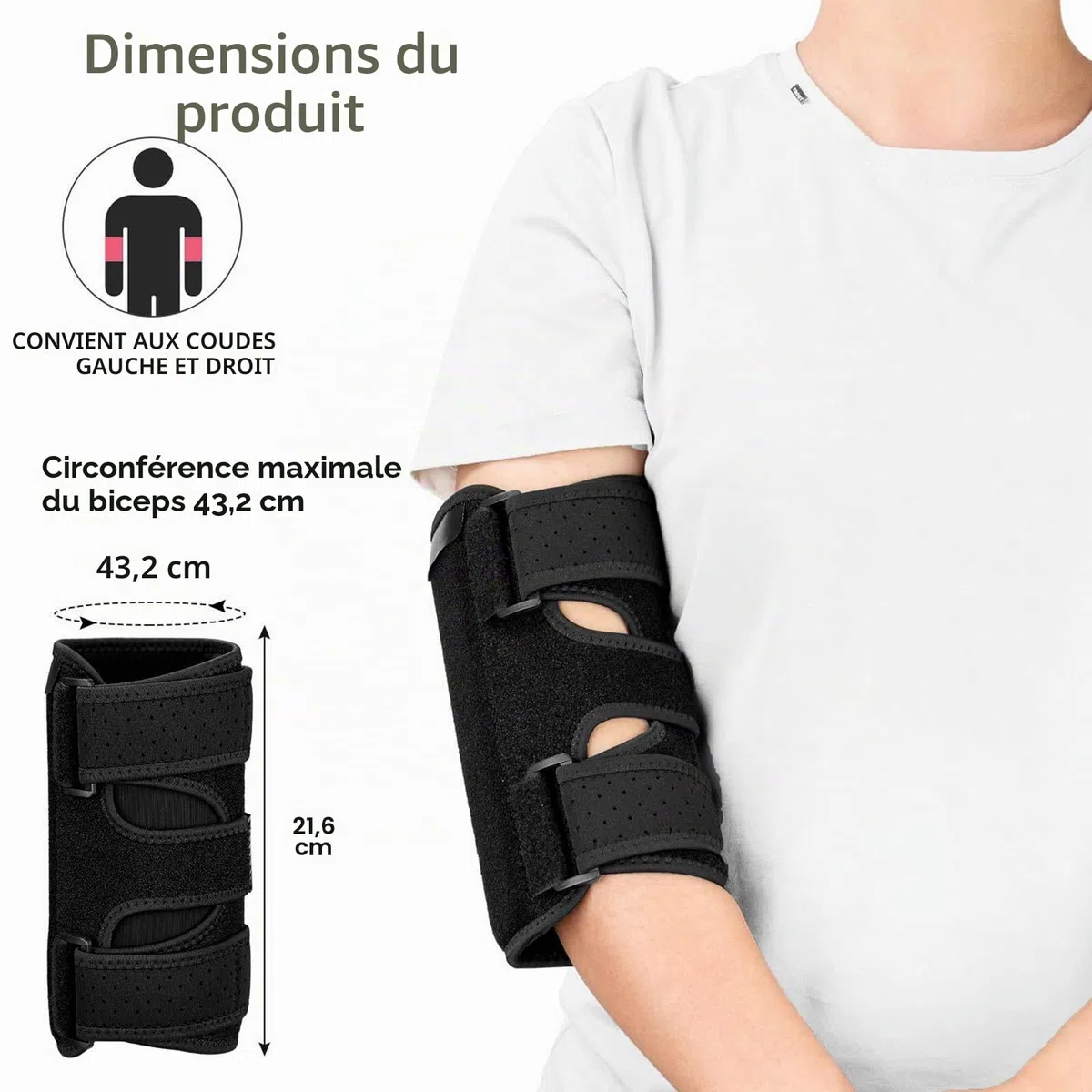 Attelle Coude Réglable, coudiere epicondylite,attelle coude tendinite,Coudiere Syndrome Tunnel Cubital Réglable Coudiere pour Femme & Homme, Orthèse du Coude Noir