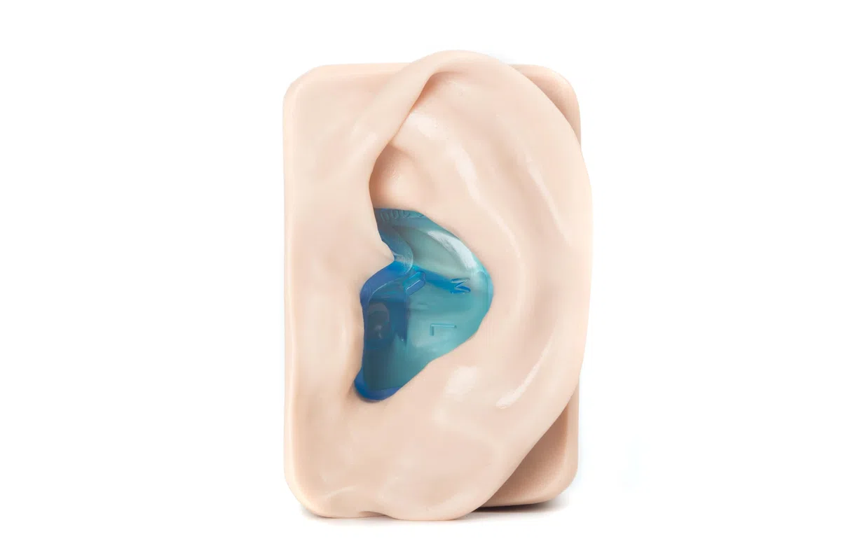 Medium – Doc's Proplugs non ventilé – Bleu – Sans fuite – Bouchons d'oreilles réutilisables pour la natation, le bain, l'utilisation industrielle légère | Bloque l'eau, le bruit et les irritations |