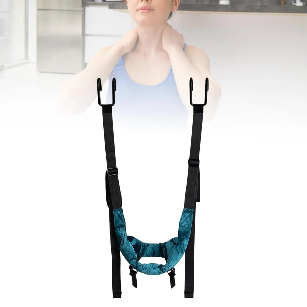 Dispositif de Traction Cervicale, Hamac D'étirement Du Cou, Respirant, Confortable, Facile à Installer, Sangle de Suspension Portable pour Femmes, Sans Poignée