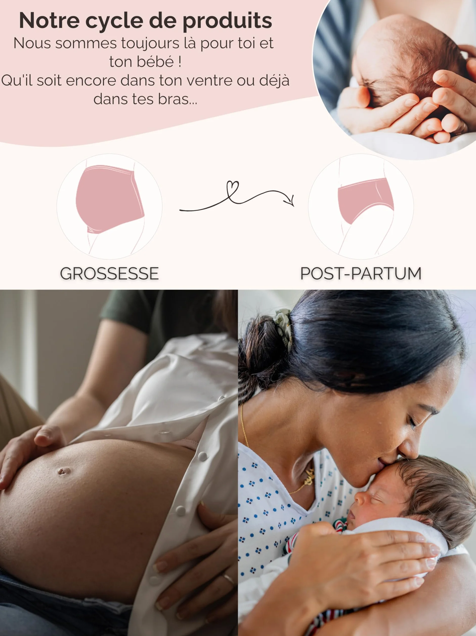Herzmutter Bandes de Ventre de maternité - Bandeau de Grossesse - Lot de 2 Bandes Abdominales - Ceinture de Grossesse - Bandeau pour Femmes Enceintes - Extension de T-Shirt - 6000