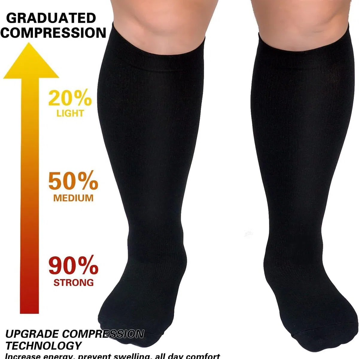 Les Bas de Hallo Chaussettes pour diabétiques Ultra-Confortable Non Contraignante des Bas de Compression Haute pour Mollets